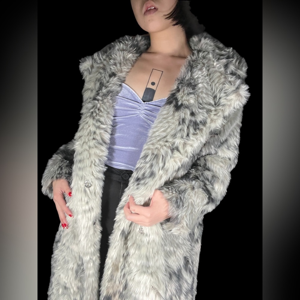 Snow Leopard Faux Fur Coat